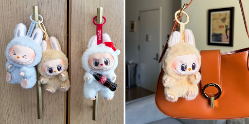 Porte-clés labubu peluche bleu et porte-clés labubu peluche jaune