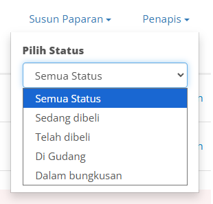 Tapis item anda mengikut status.