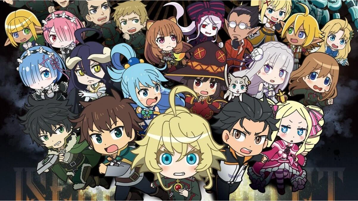 Chibi artwork of the re:zero anime cast. 