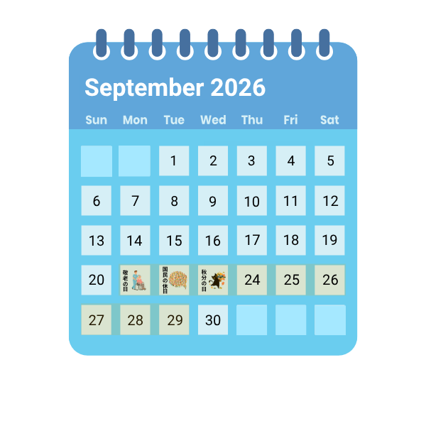 September Calendar showing Silver Week