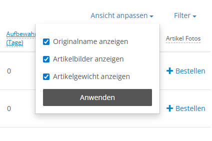 Eine neue Funktion &bdquo;Ansicht anpassen&ldquo;.