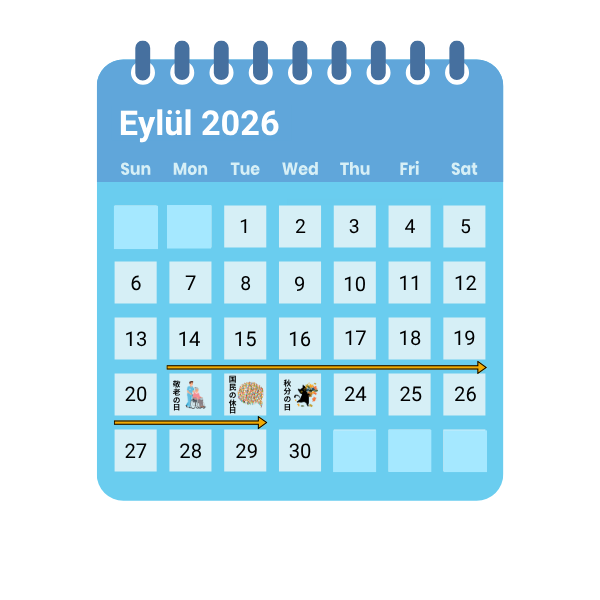 Silver Week'ü gösteren Eylül takvimi