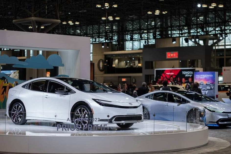 2023 Toyota Prius at an auto show in New York
