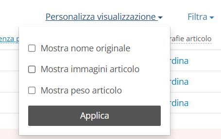 Una nuova funzione per personalizzare la visualizzazione.