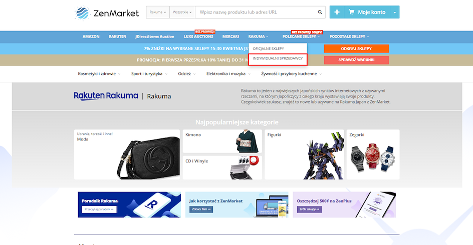 ZenMarket Rakuma sprzedawcy prywatni