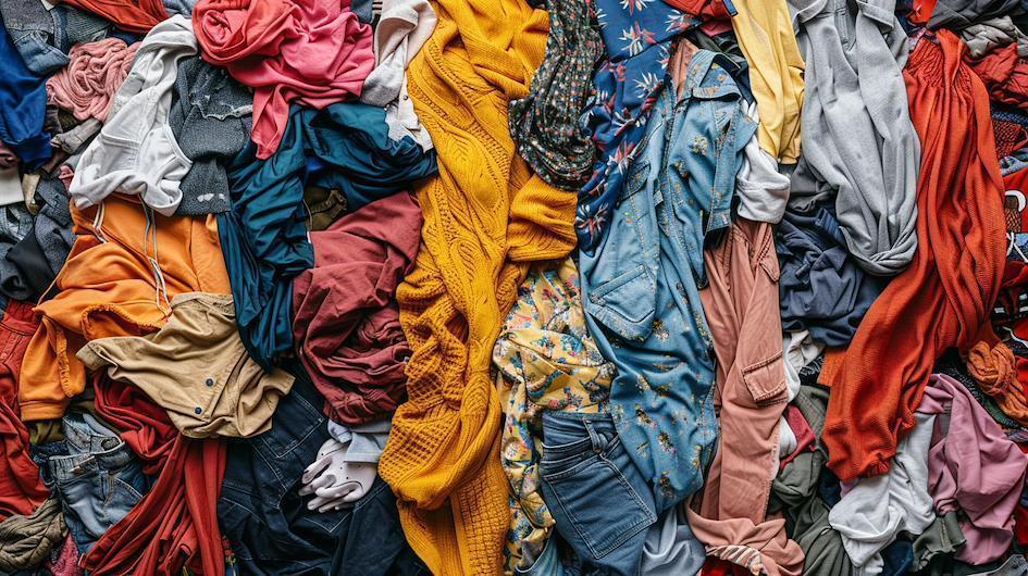 Montagne de v&ecirc;tements en tissu color&eacute;