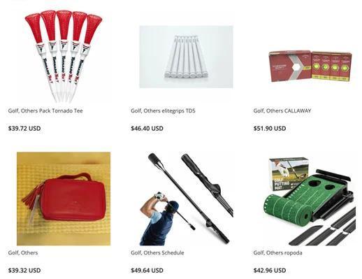 Selecci&oacute;n de accesorios de golf de ZenMarket, incluyendo grips, herramientas y tees