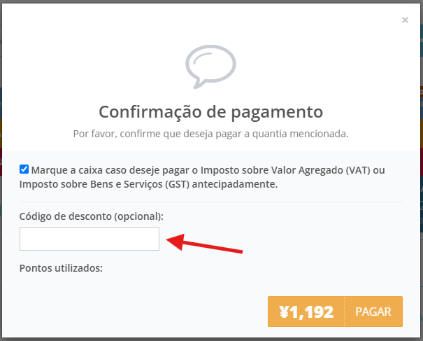 Pagando pelo pacote