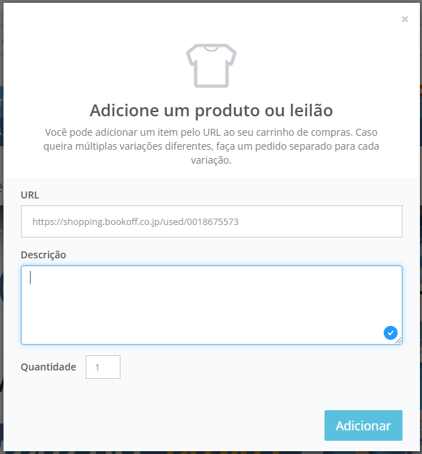 Campo de descrição da ZenMarket