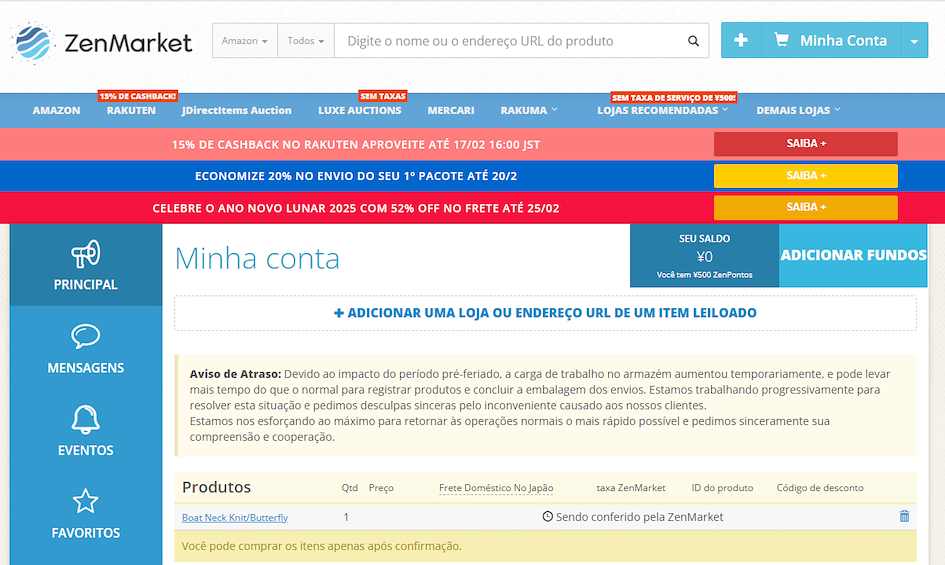 Confirme Seu Pedido ZenMarket