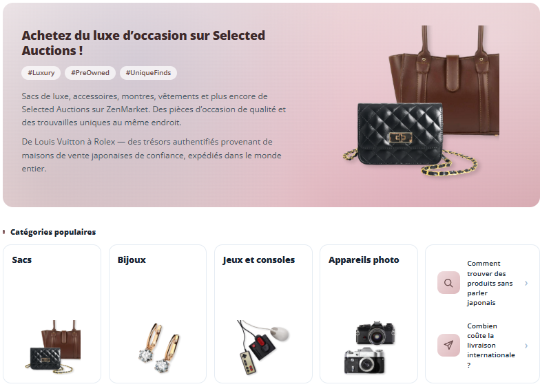 Page d'accueil Selected Auctions