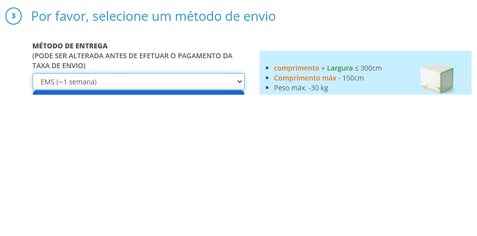escolha um método de envio zenmarket desktop