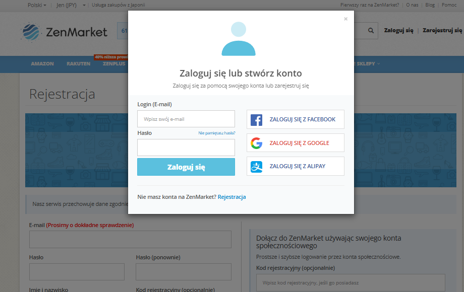 Logowanie do ZenMarket