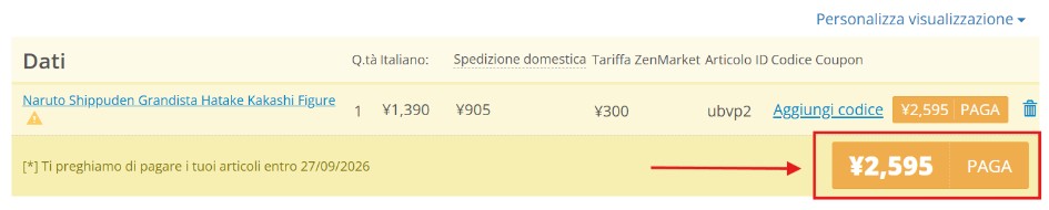 pulsante paga su ZenMarket
