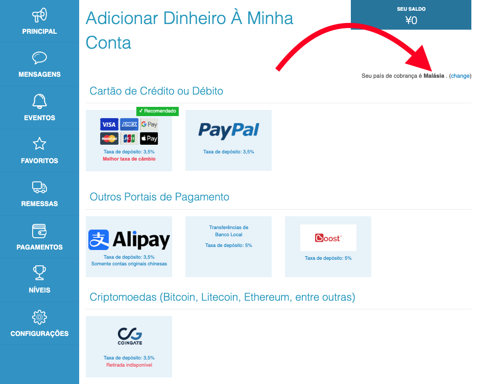M&eacute;todos de pagamento ZenMarket na Mal&aacute;sia