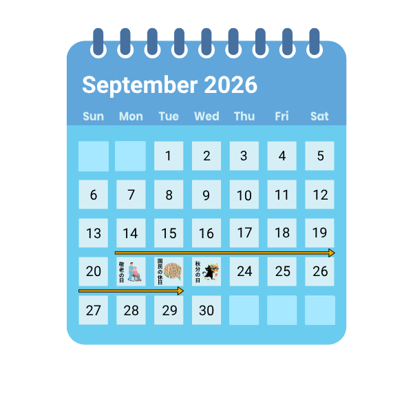 September Calendar showing Silver Week