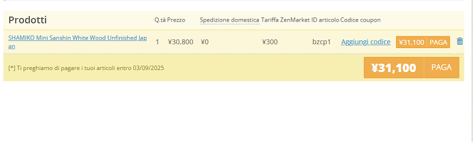 Conferma il tuo ordine