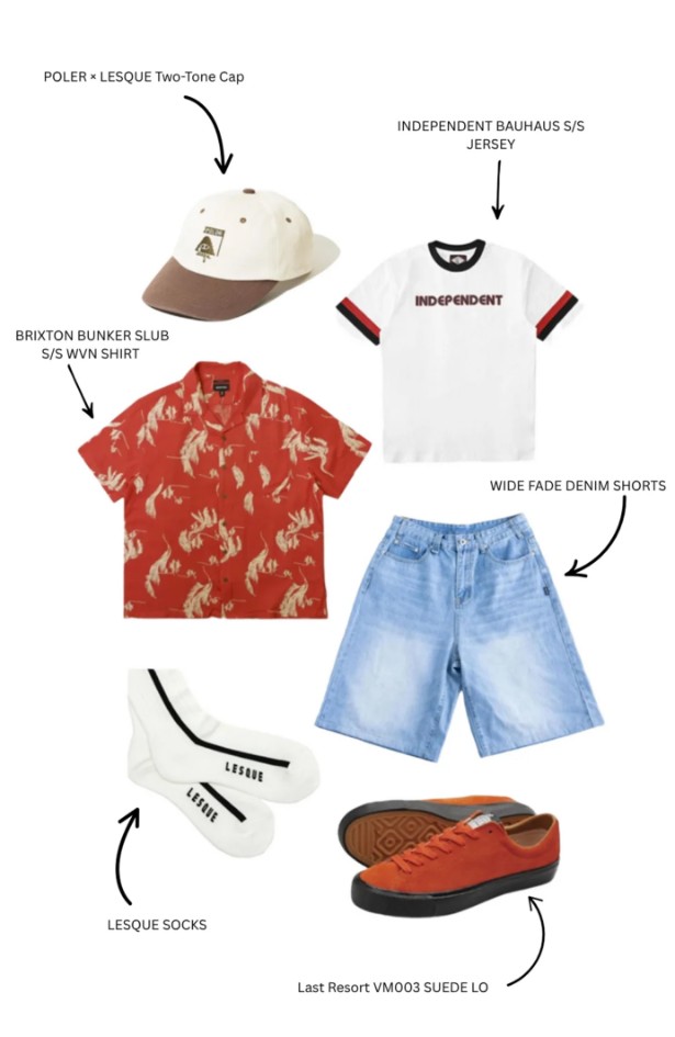 Japanese streetwear skate-inspired fashion look
