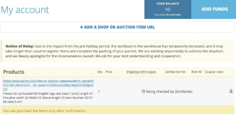 Confirm Your Order ZenMarket