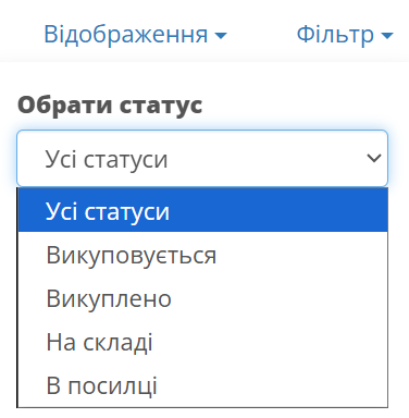 Filter your items by status.