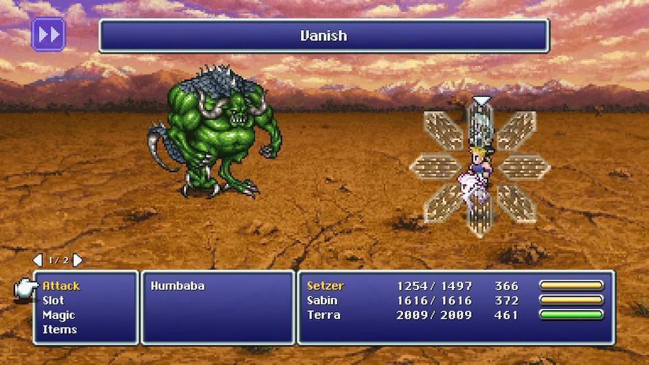 Enfrentando o chefe Humbaba em Final Fantasy VI